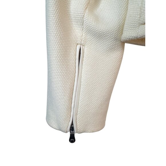 Banana Republic Size 0 Ivory Textured Cotton Blend Jacket Zipper Button Snaps - Picture 14 of 16